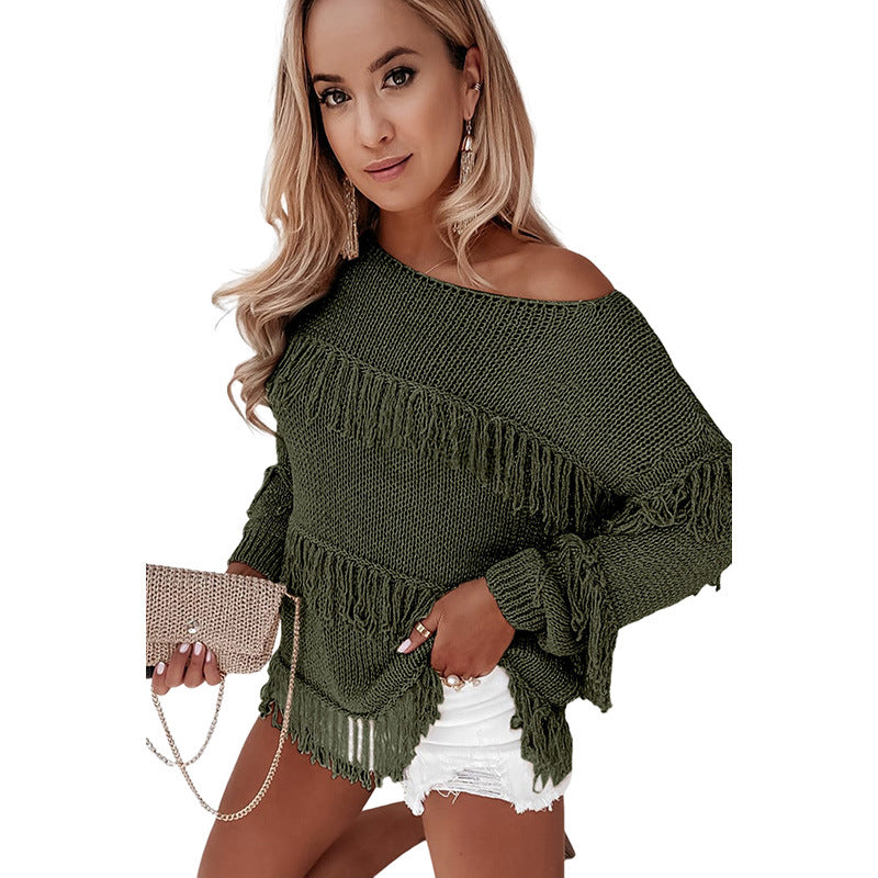 Suéter de punto con borlas para mujer (variedad de colores)