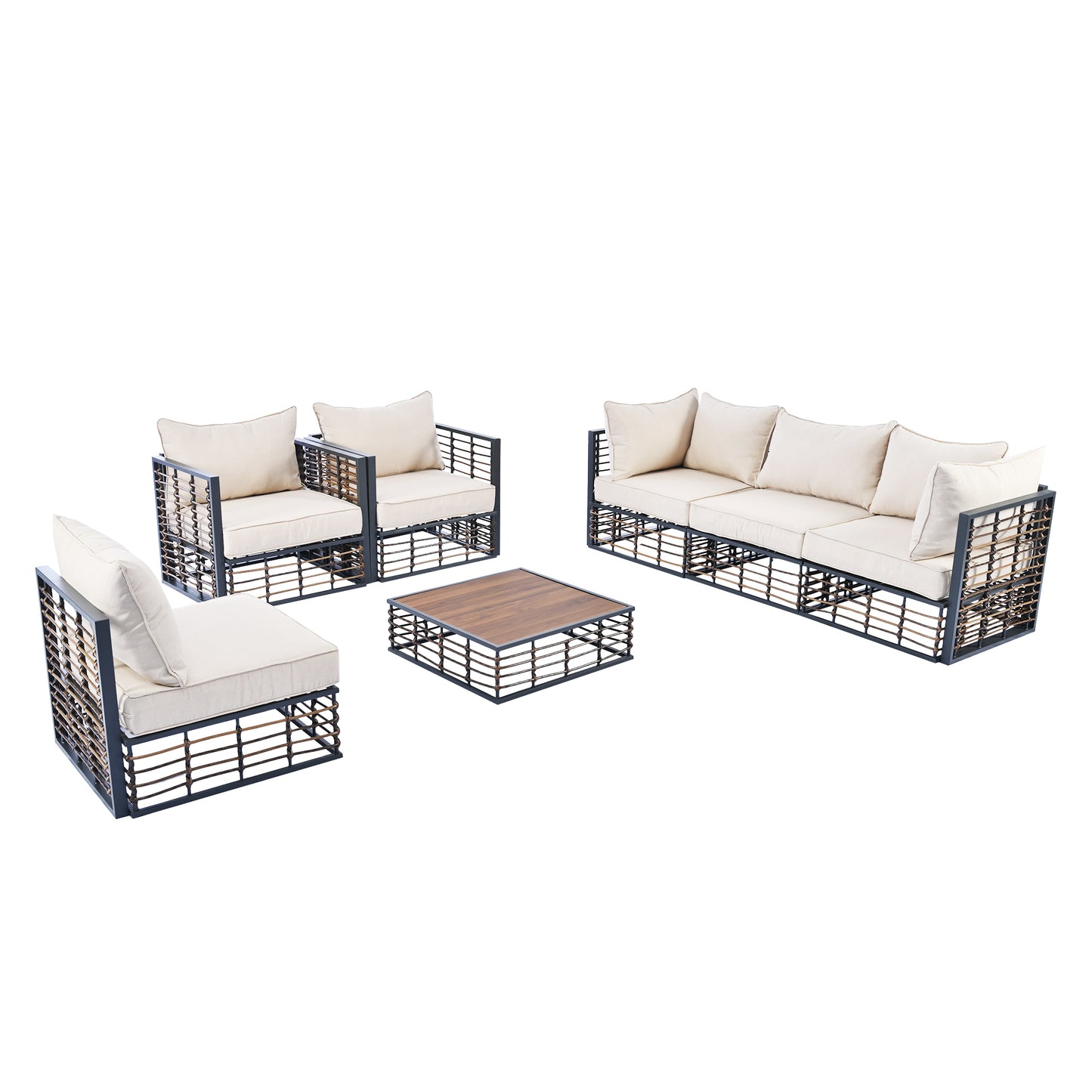 Modern Rattan 7-Piece Modular Patio Sofa Set