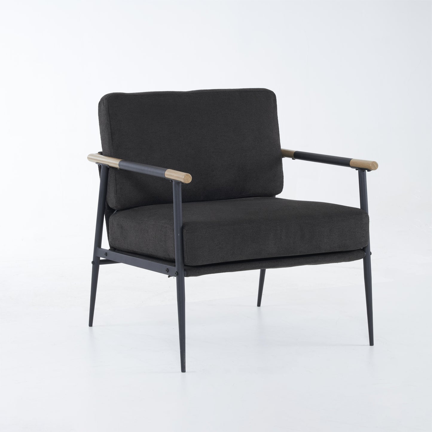 Modern Mid Century Steel Frame Lounge Chair - Black