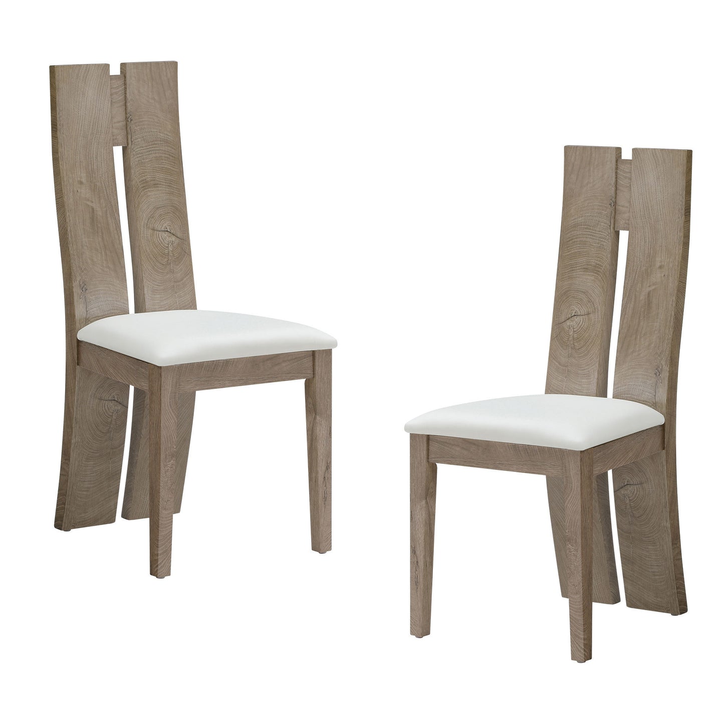 Dining Chair Set of 2 PU Leather Upholstered Cushion Seat Wooden High Back