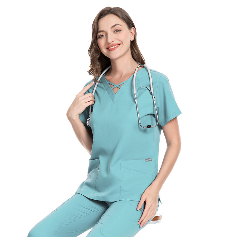 Adjustable Waistband Nurses Medical Scrubs Uniform Set