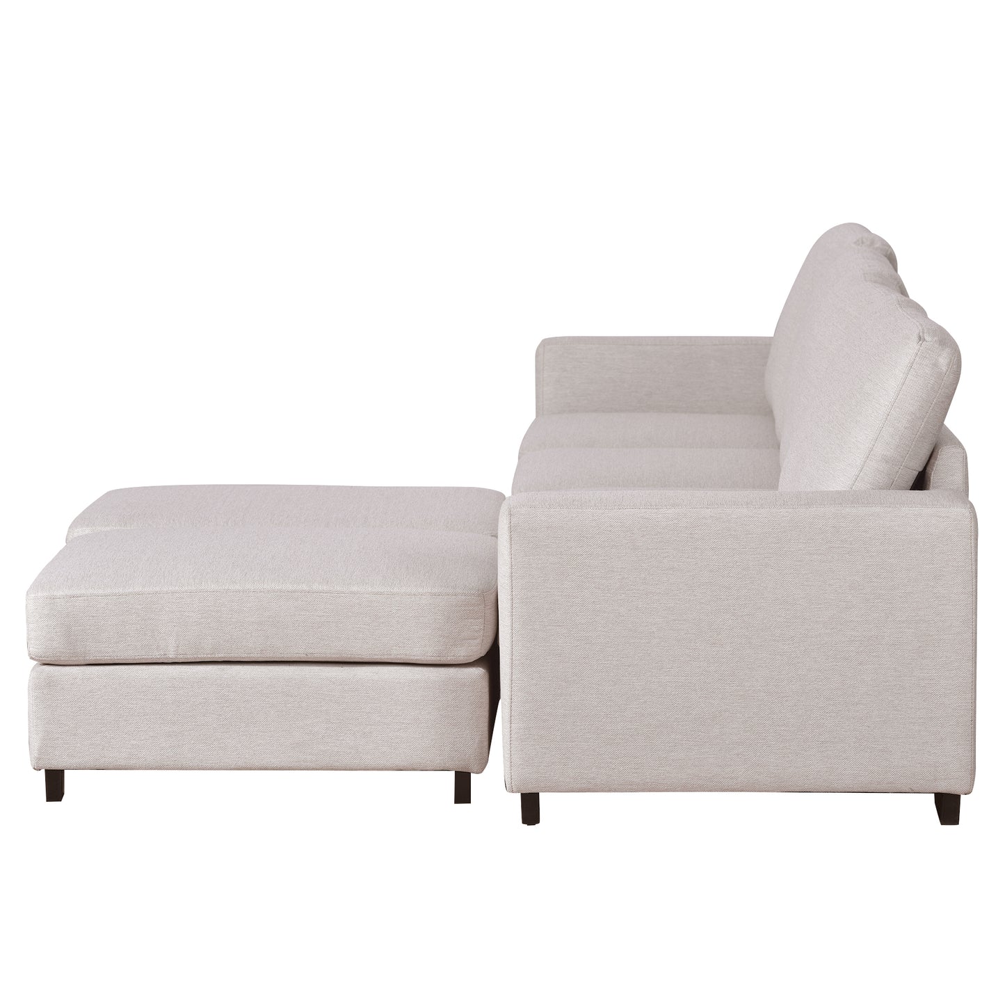 3 Piece U shaped Sofa with Removable Ottomans (Beige)