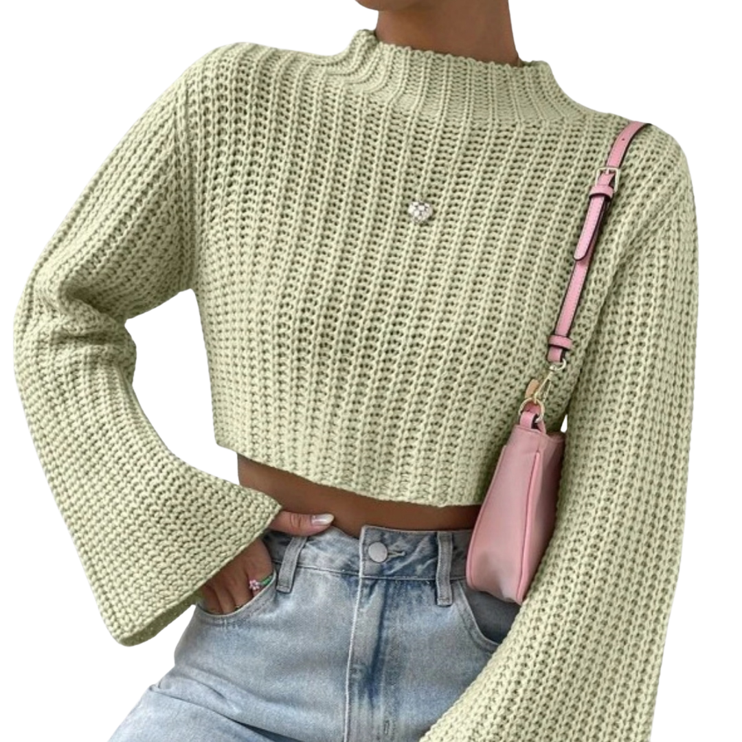 Suéter corto de punto con cuello simulado (3 colores)
