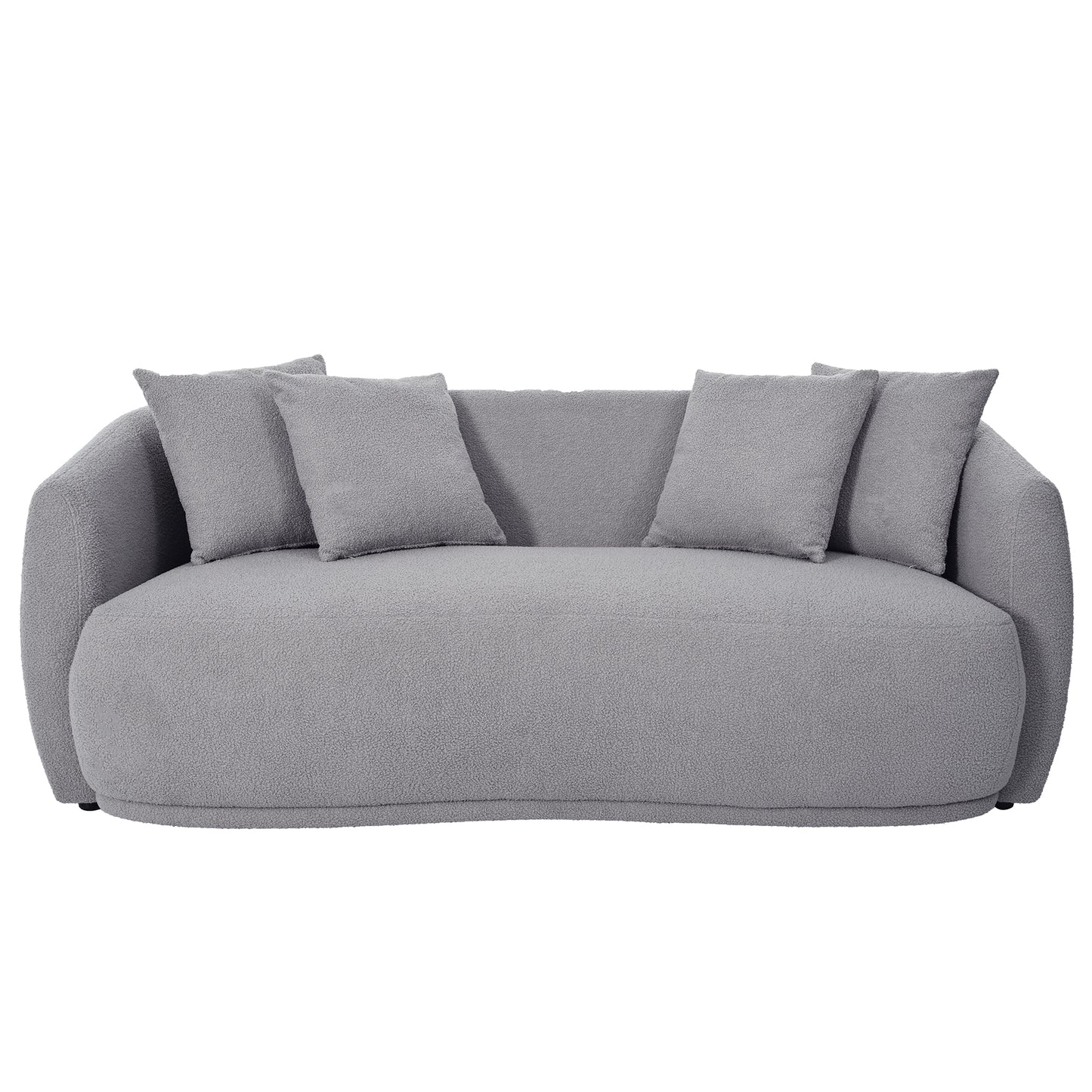 Modern Moon Shaped Upholstered 3 Piece Sofa Set 2 Arm Chair + 1 Sofa & 5 Pillows