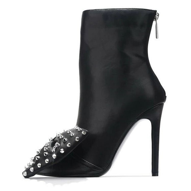 Studded Bow Stiletto Ankle Boots