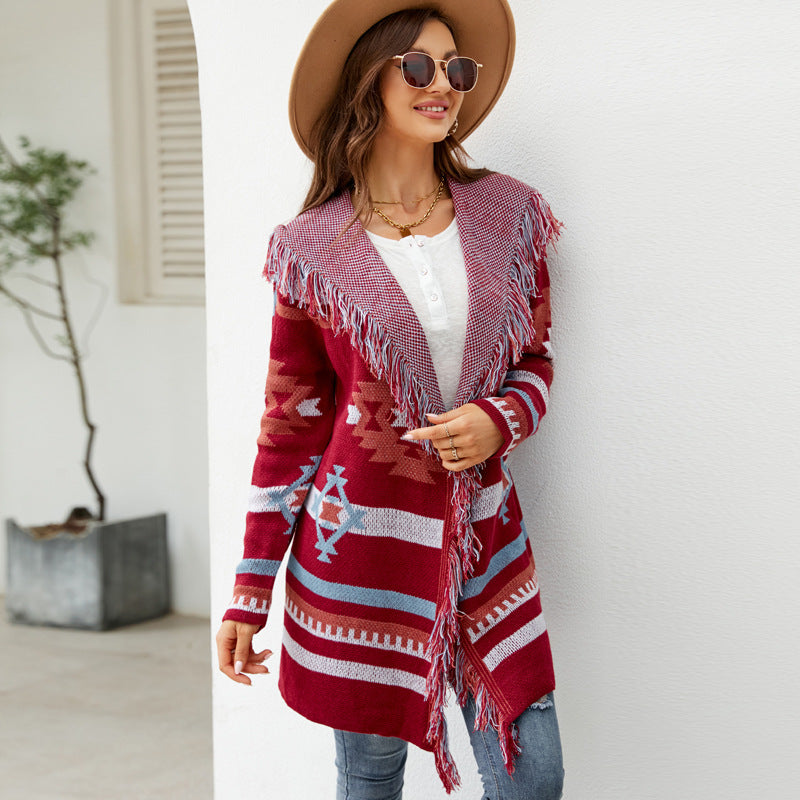 Navajo Tassel Cardigan Sweater