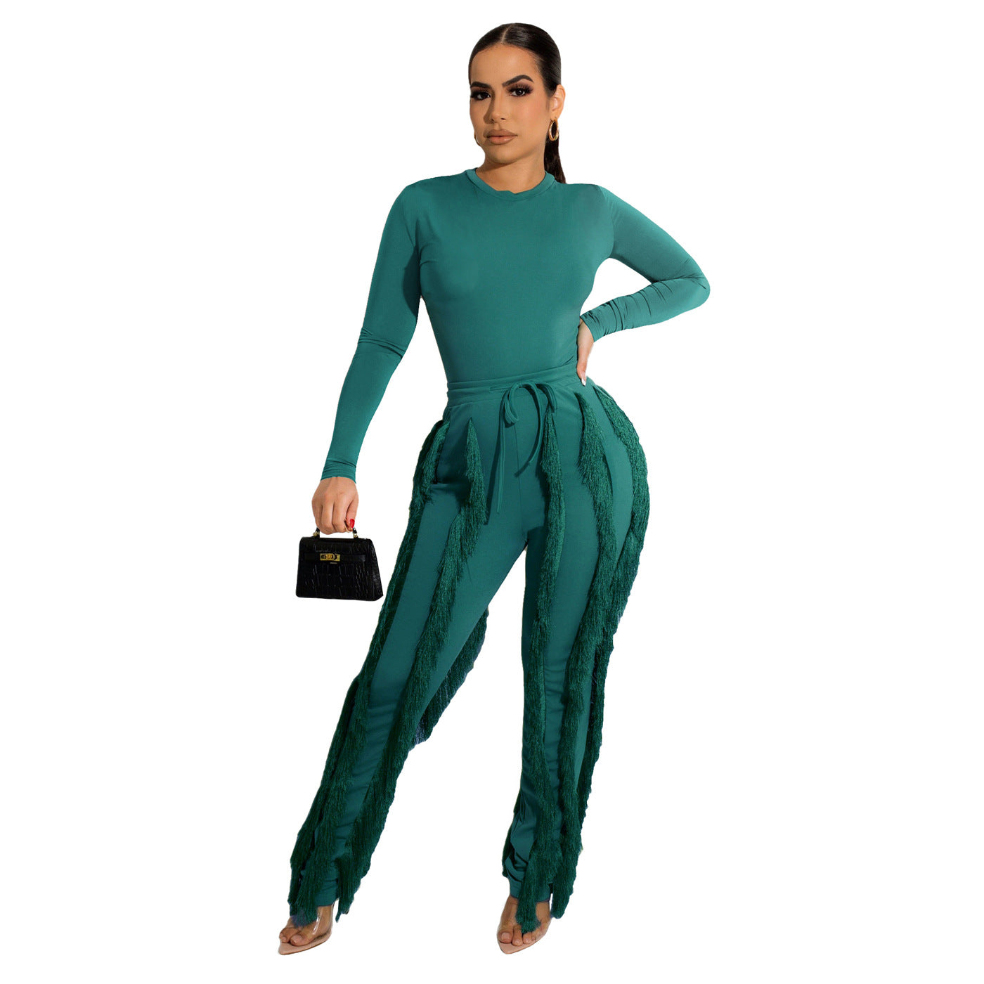 Tassel Two-piece Pants Outfit (8 Colors)