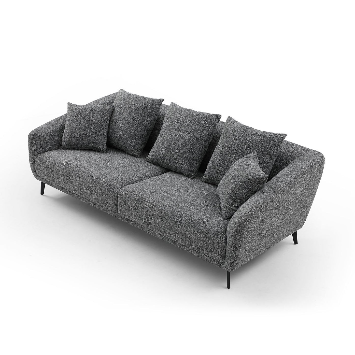 Maison 3 Seater Sofa Couch Three Cushions & 2 Pillows - Dark Grey