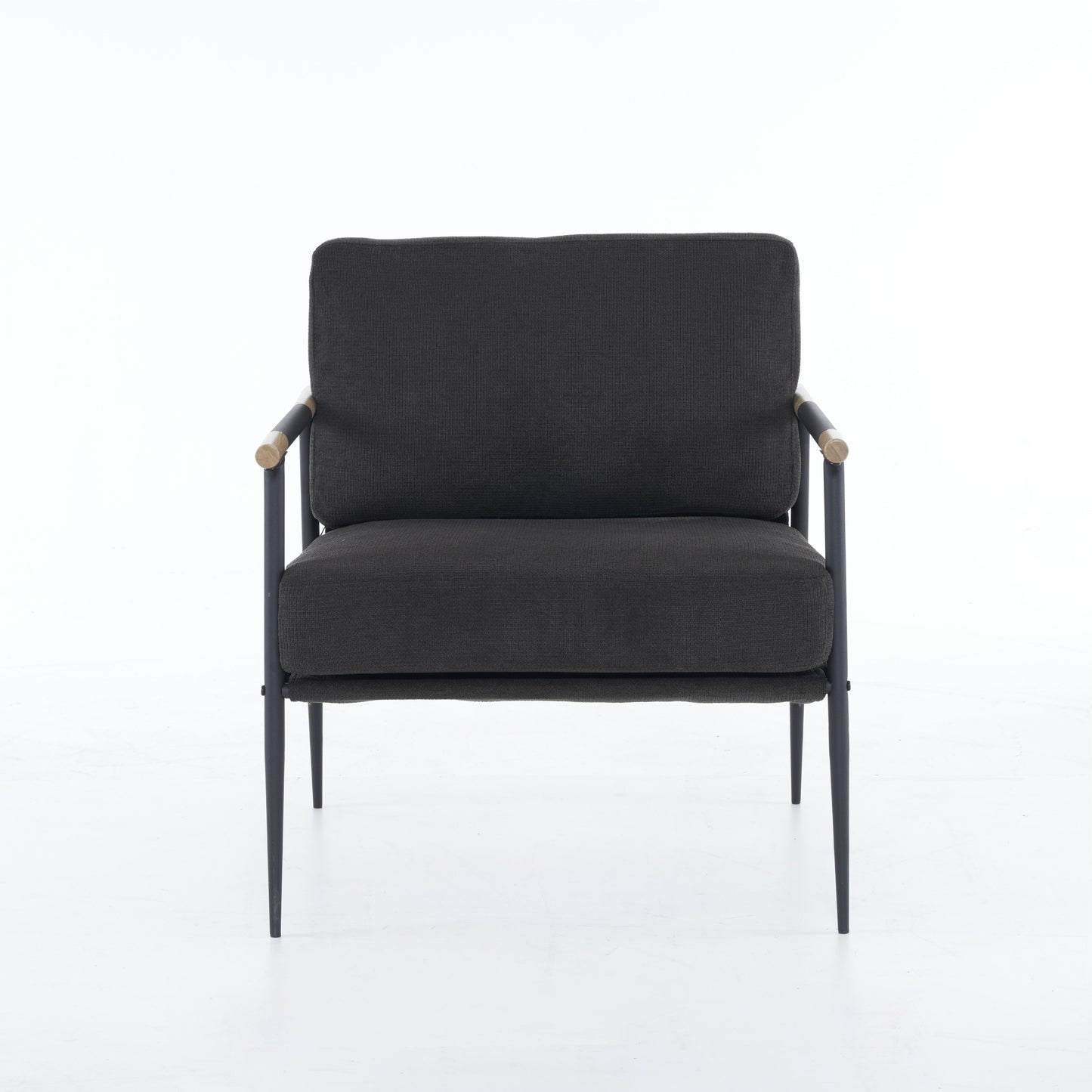 Modern Mid Century Steel Frame Lounge Chair - Black