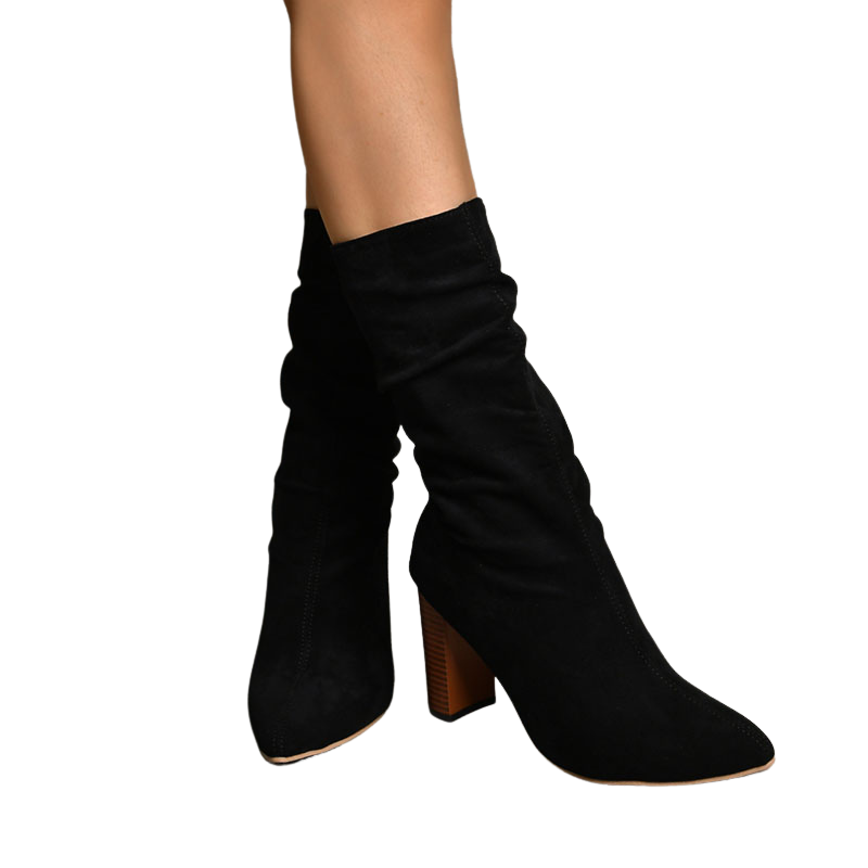 Suede Chunky Heel Boots