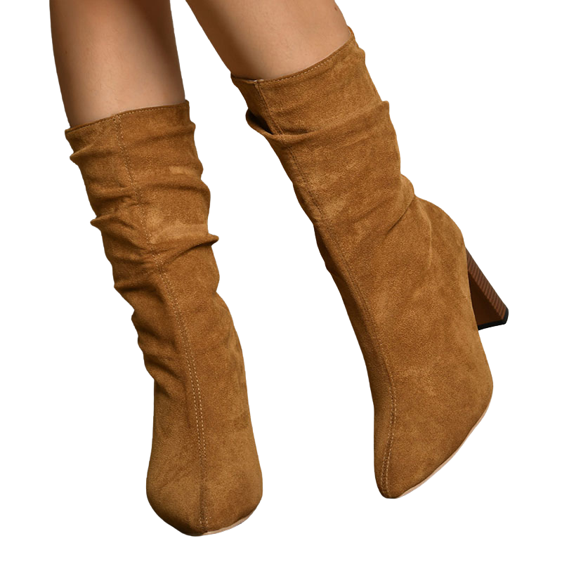 Suede Chunky Heel Boots
