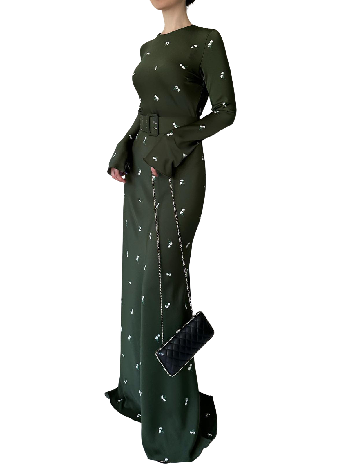 Vestido verde con cinturón de diosa