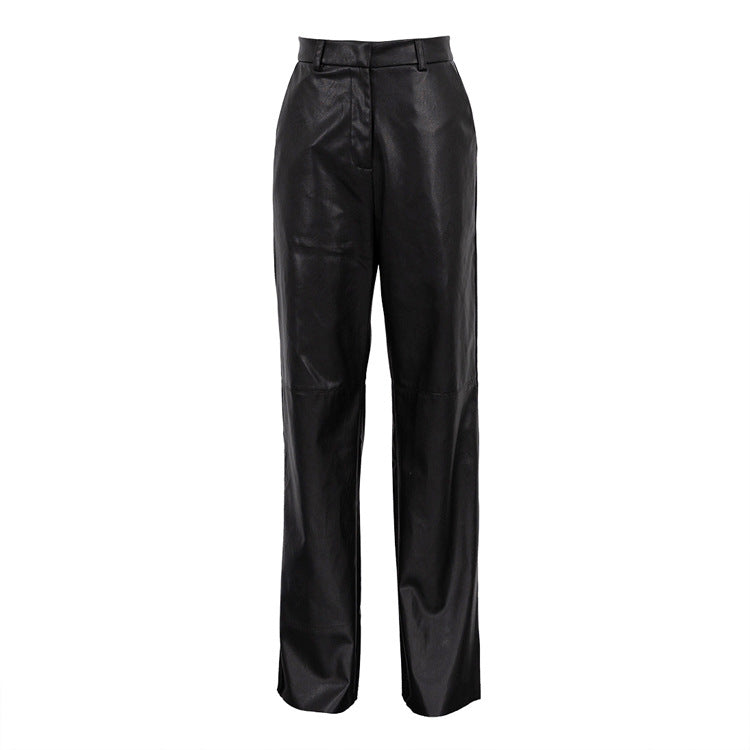 Poppin Slim Fit Leather Pants