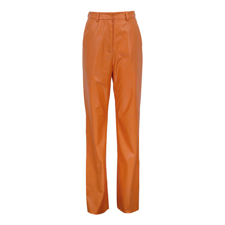Poppin Slim Fit Leather Pants