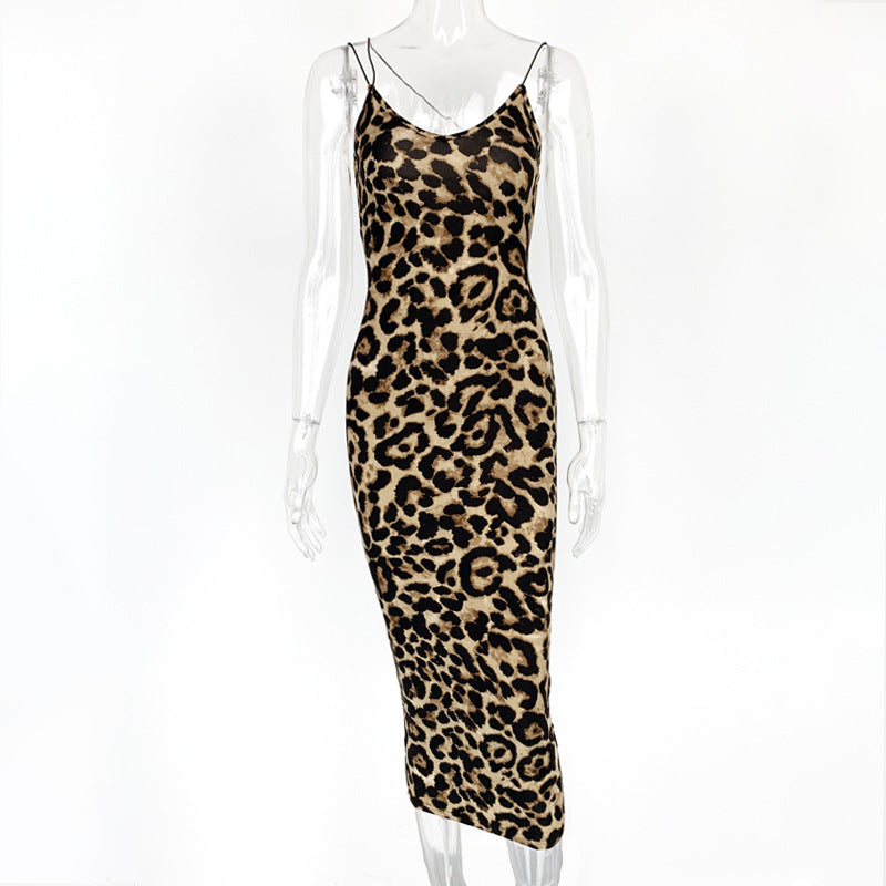 Leopard/Snake Print Asymmetrical Shoulder Strap Dress (2 Colors)