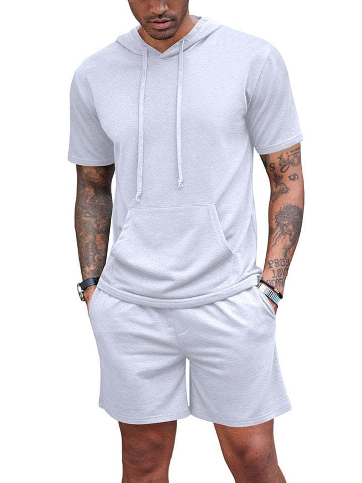 Men's Summer Hooded Shirt & Shorts Set (6 Colors)
