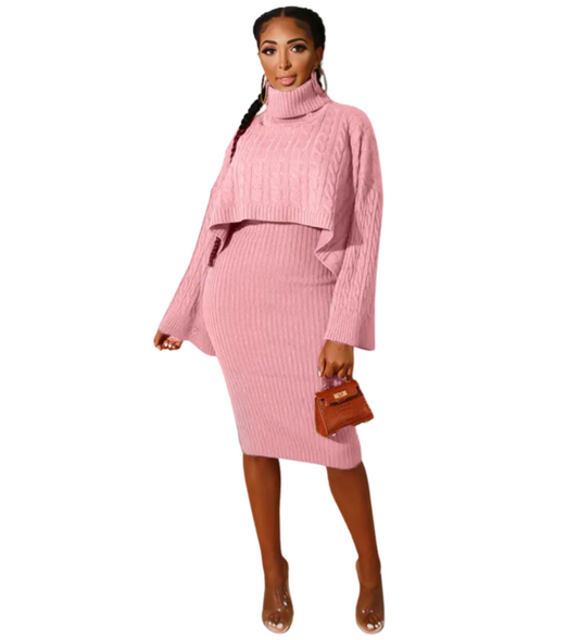 Turtleneck Sweater Two-Piece Dress Set