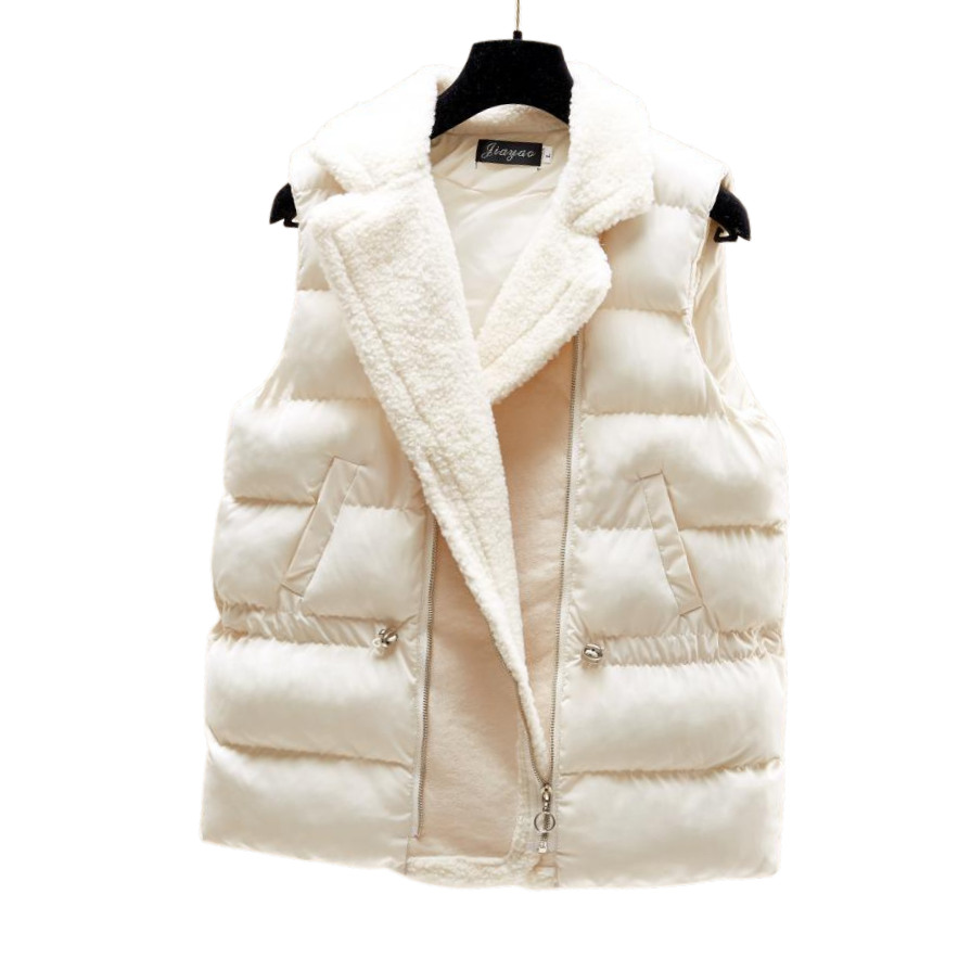 Sherpa and Puff Vest with Adjustable Cinch Waist & Pockets