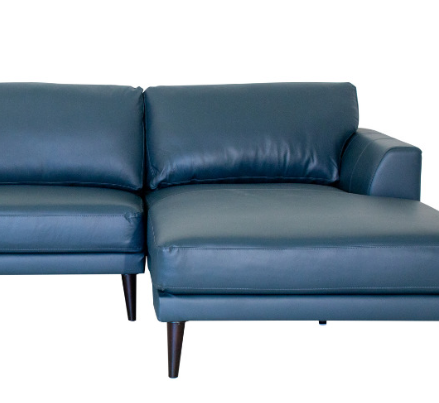 Alta Navy Top-Grain Leather Right Facing Sectional