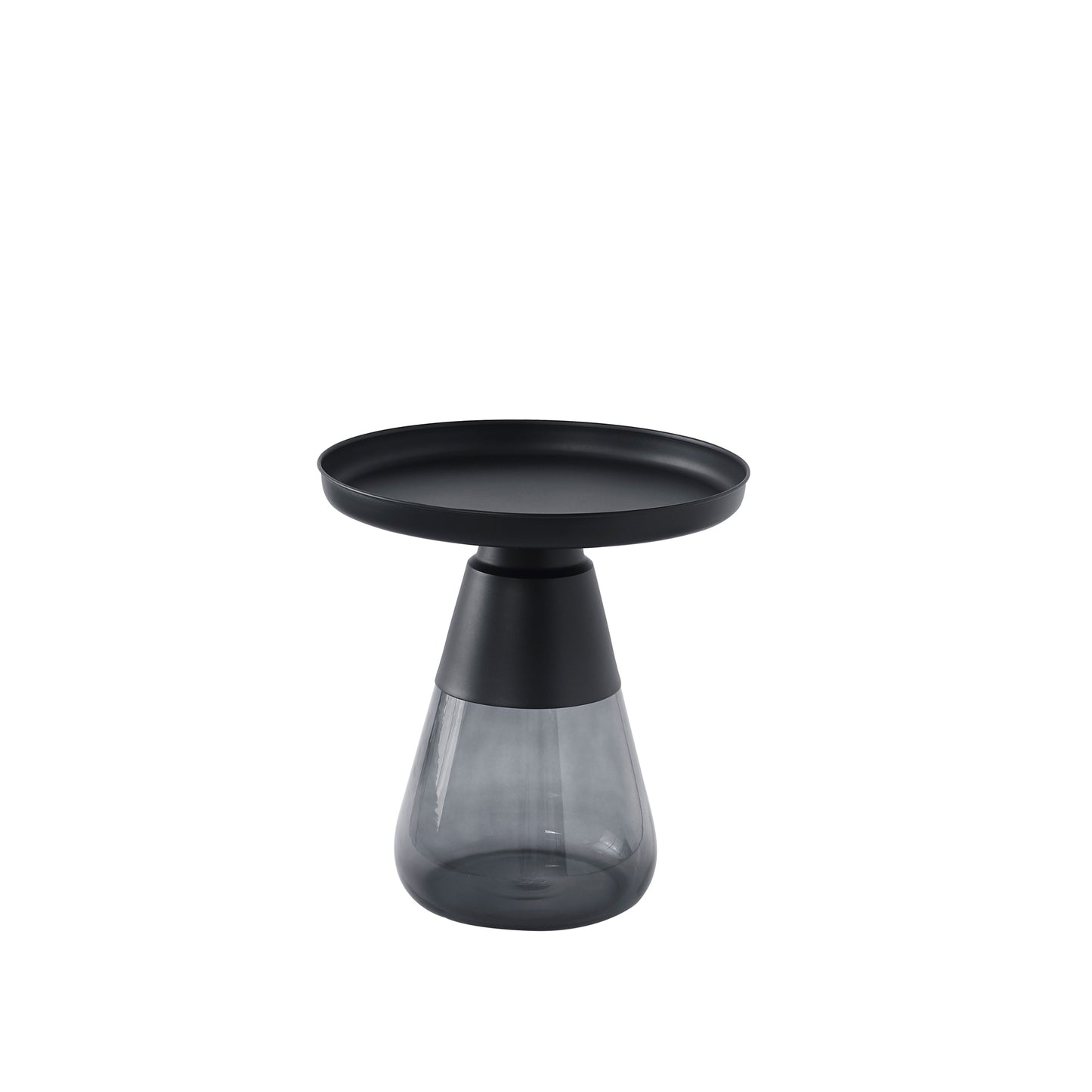 Smoke Glass Base & Matte Black Side Table