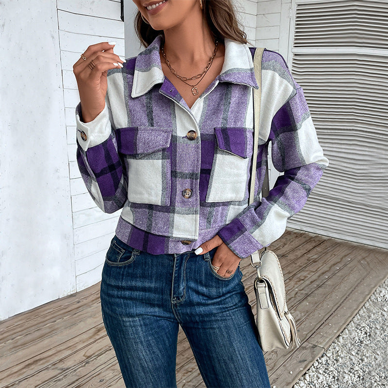 Plaid Lapel Cropped Jacket (3 Colors)