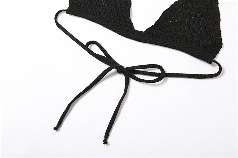Black or White Crochet Two-Piece Swimwear