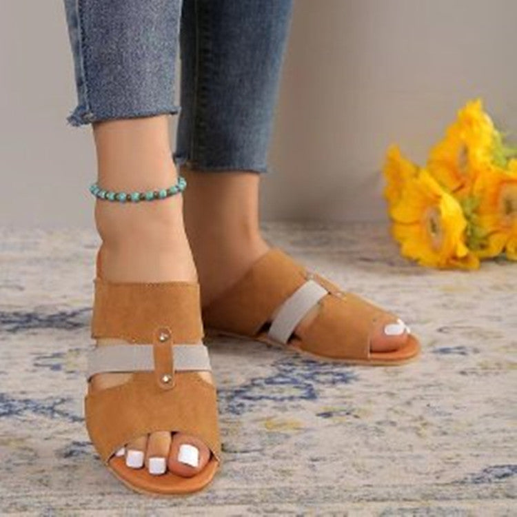 Anna Flat Color Block Sandals