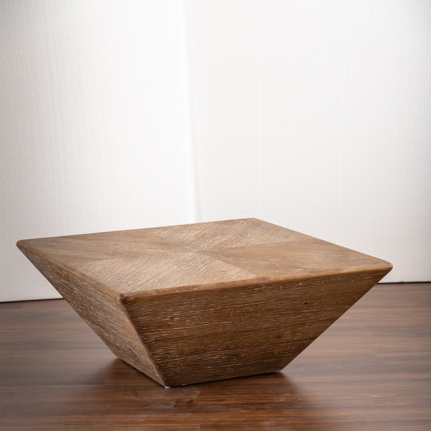 35.43" Inverted Pyramid Real Fir Wood Coffee Table