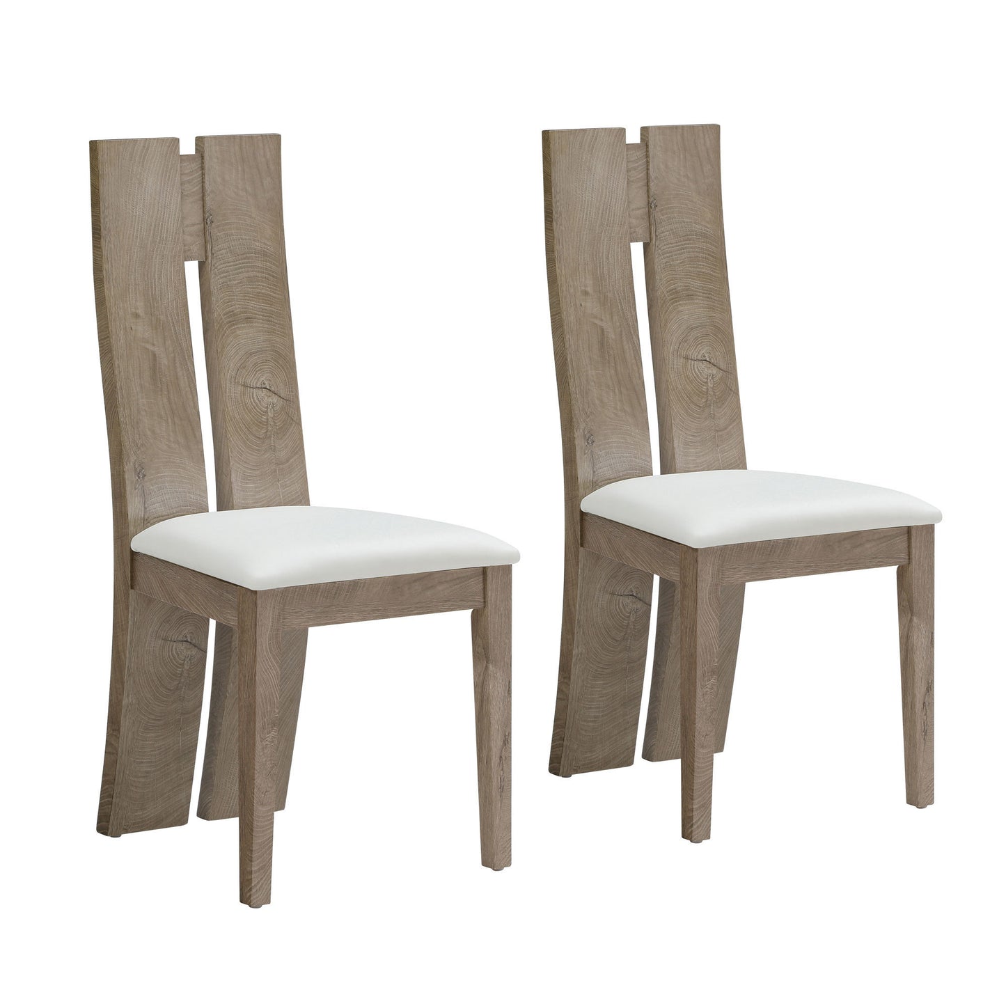 Dining Chair Set of 2 PU Leather Upholstered Cushion Seat Wooden High Back