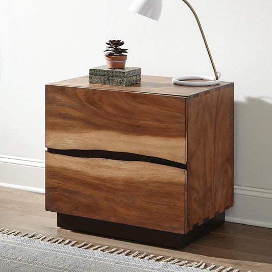 Smokey Walnut and Coffee 2-Drawer Nightstand