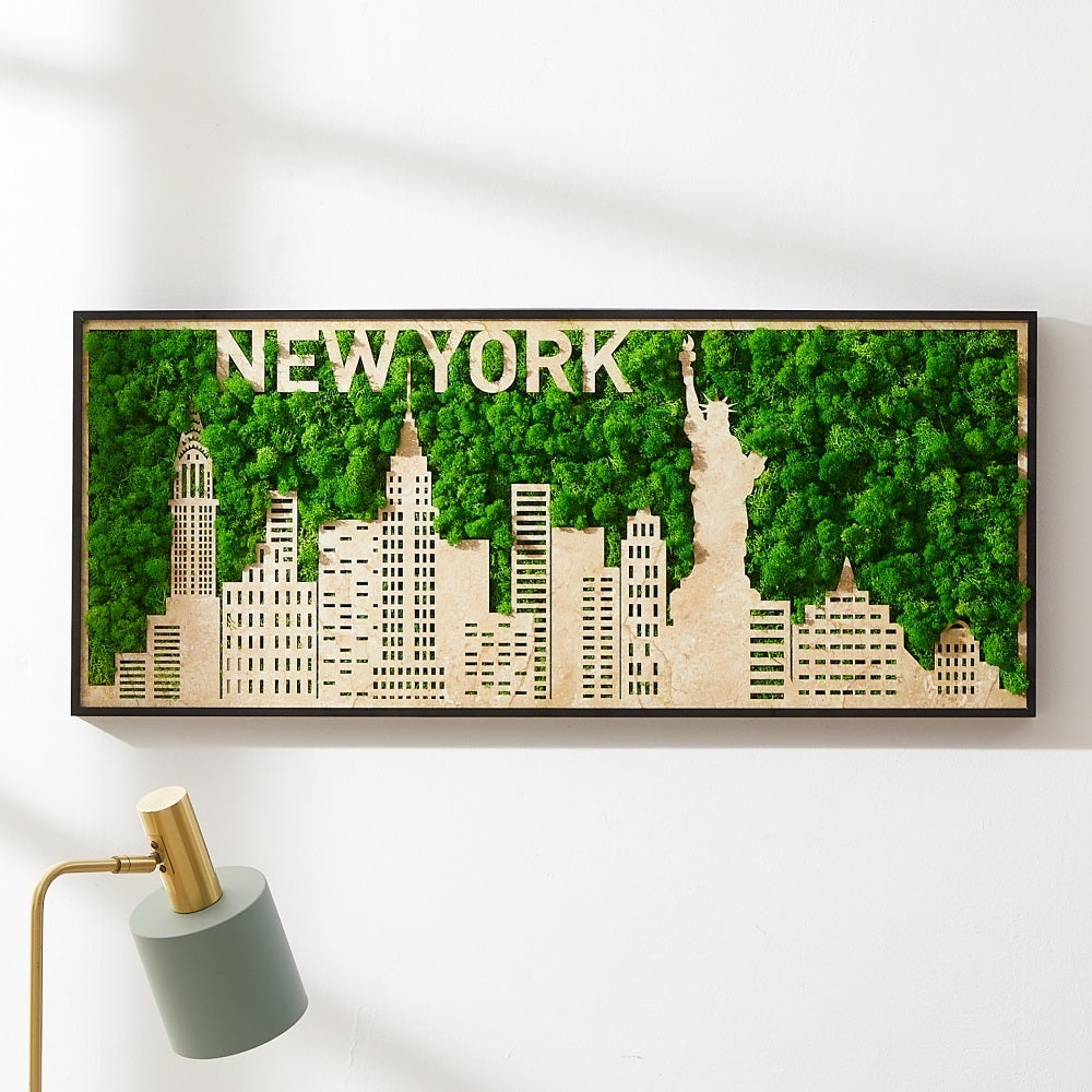 New York Moss City Silhouette Metal Wall Art Small