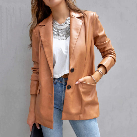 Leather Lapel Jacket (Color Options)