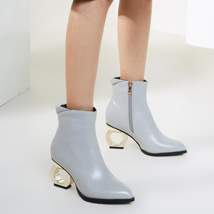 Gold Oval Heel Ankle Boots (Color Options)