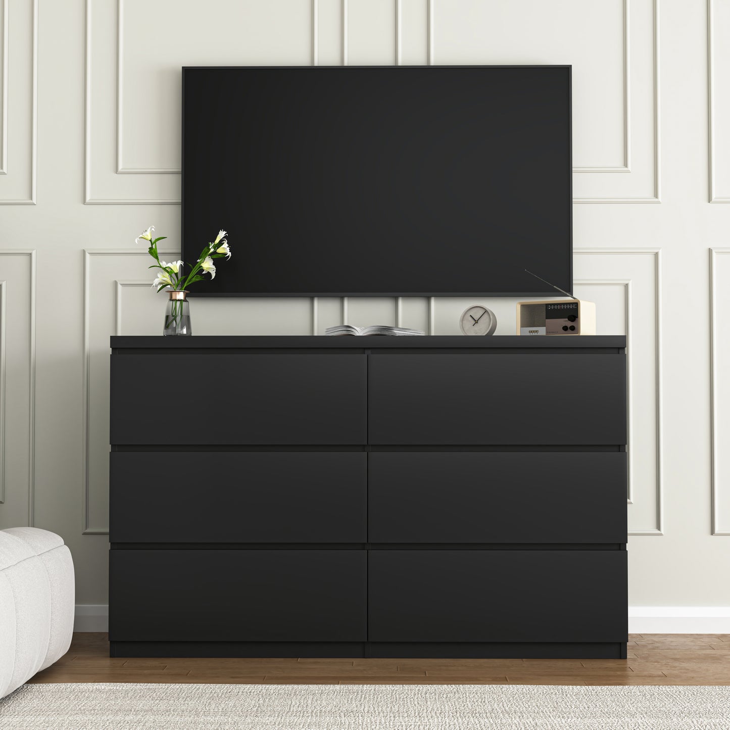 6 Drawer Dresser- Black