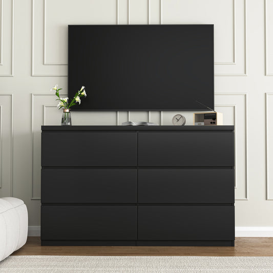6 Drawer Dresser- Black
