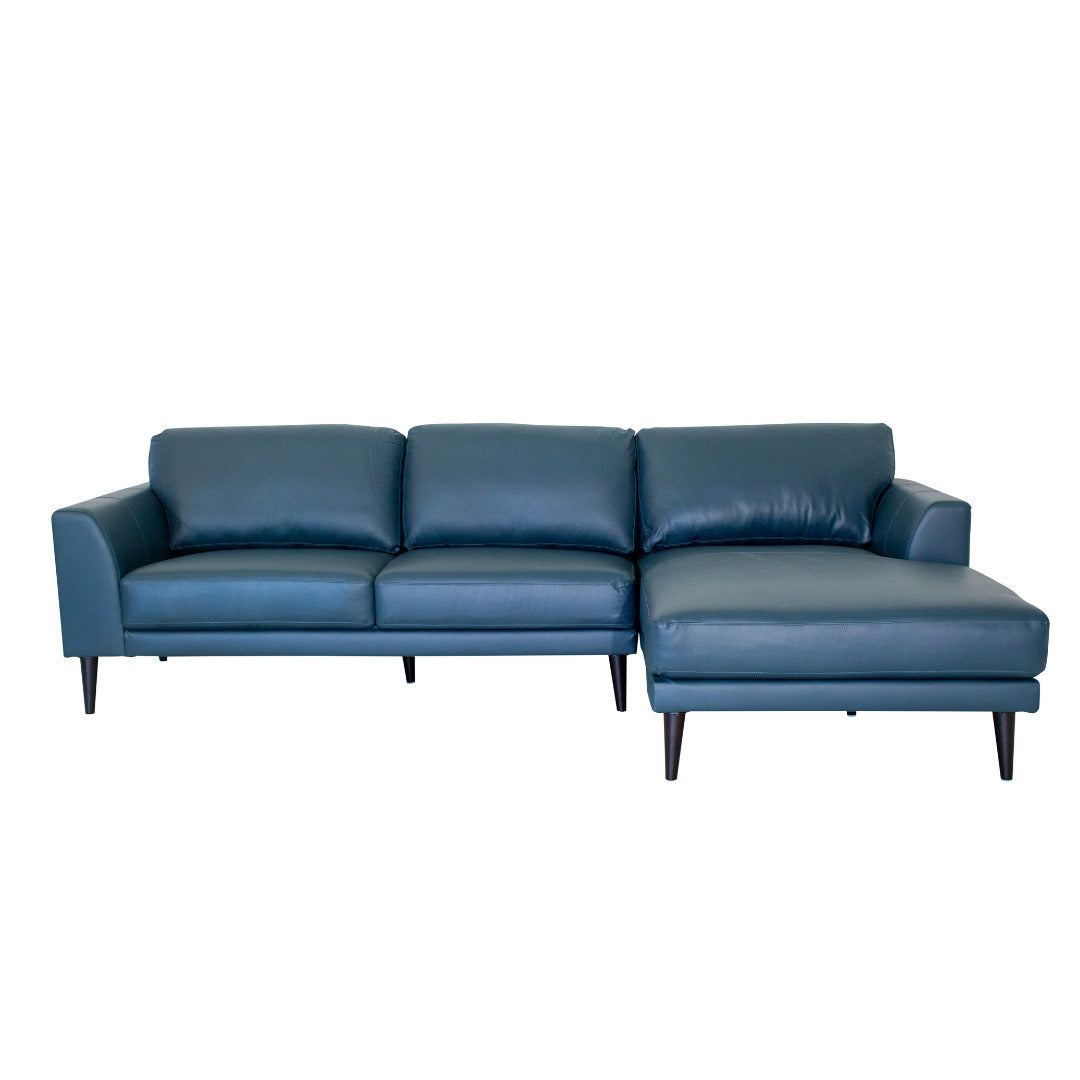 Alta Navy Top-Grain Leather Right Facing Sectional