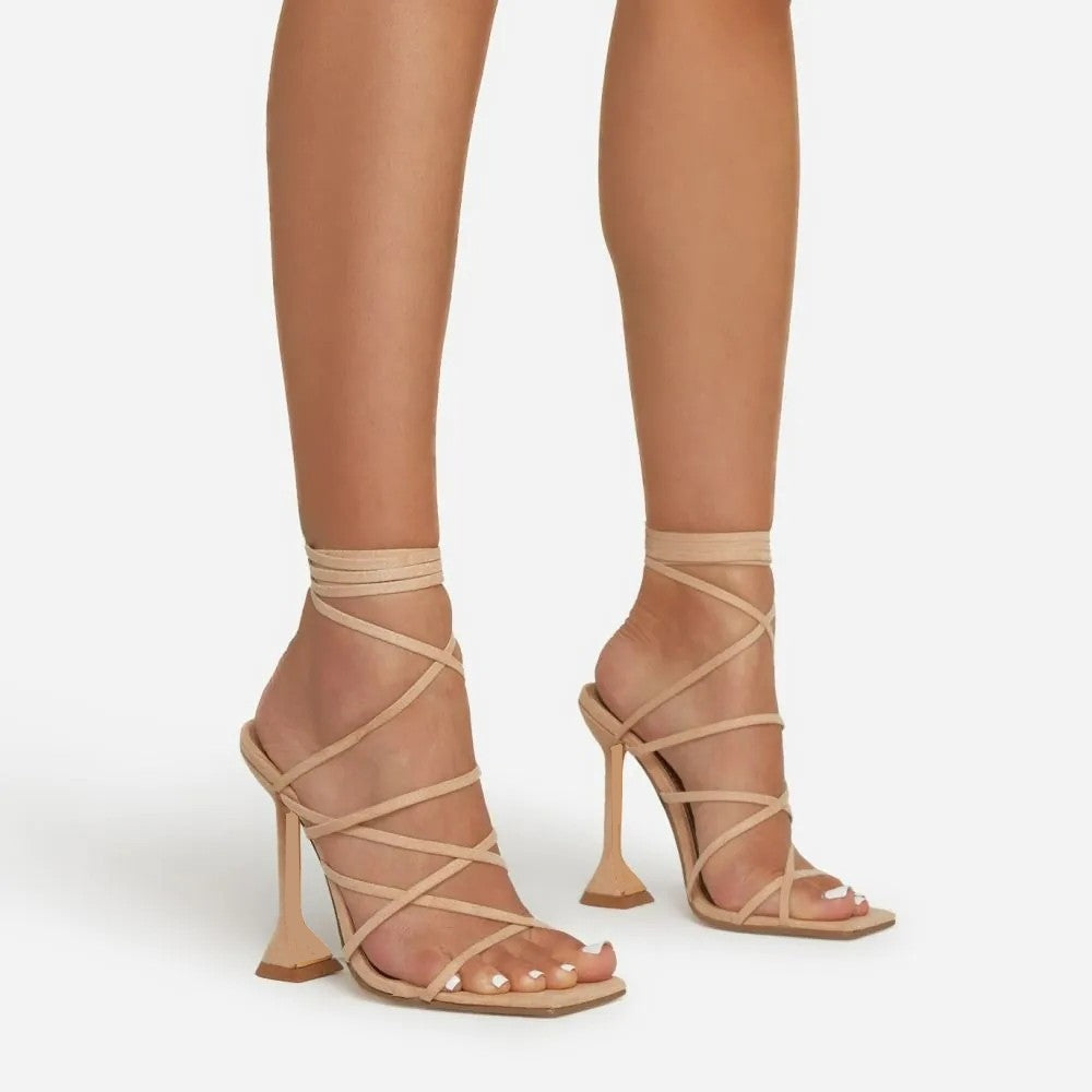 Sarah Strappy Buckle Square Toe Heels