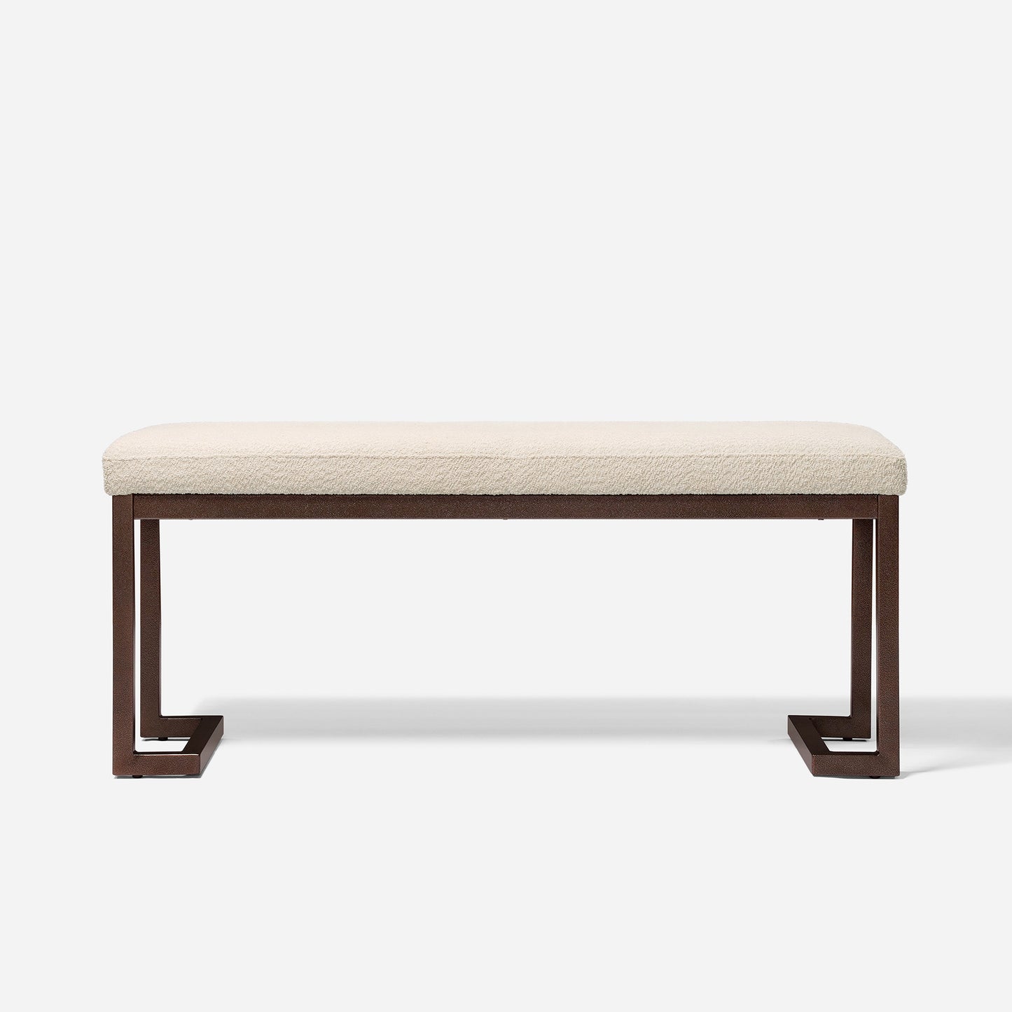 Chic Boucle Fabric Metal Leg Bench - Pearl White