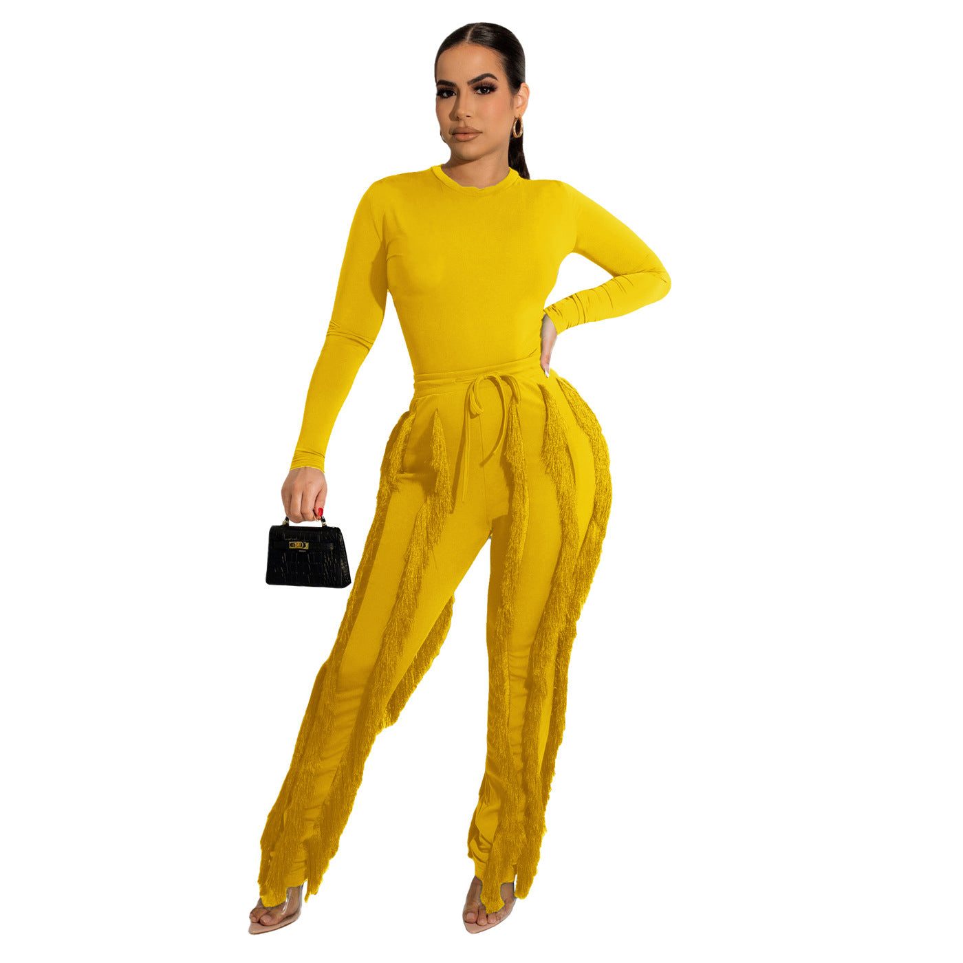 Tassel Two-piece Pants Outfit (8 Colors)