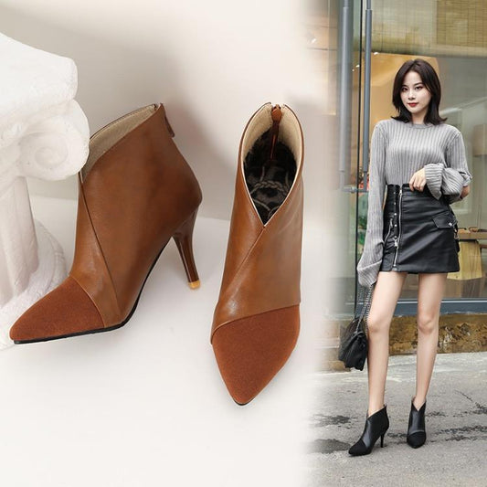 Polished & Suede Ankle Boots