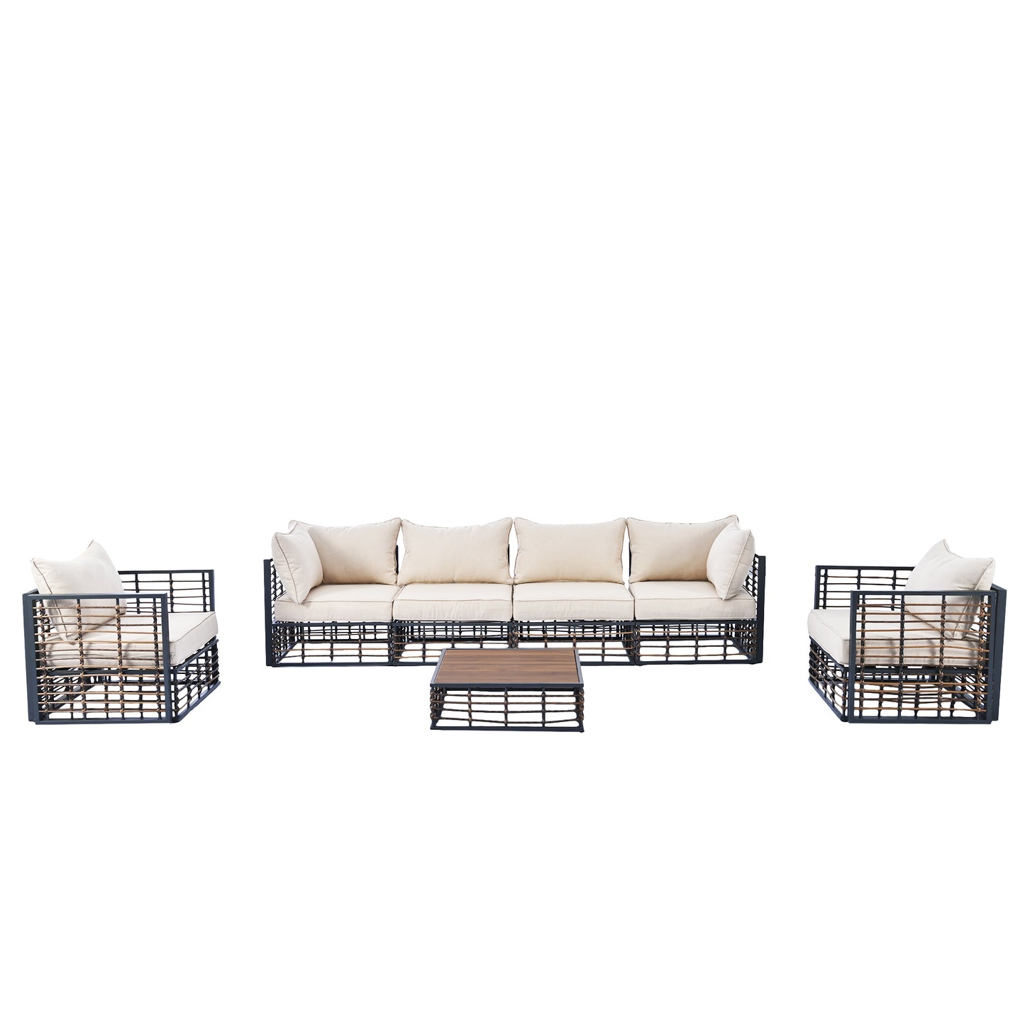Modern Rattan 7-Piece Modular Patio Sofa Set