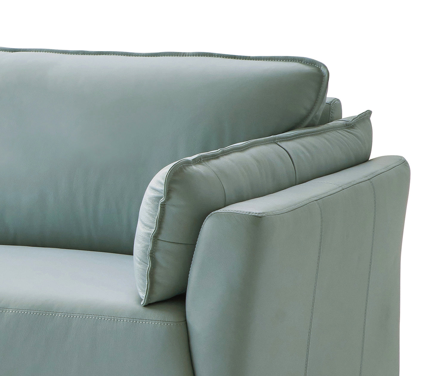 ACME Mesut Sofa, Light Blue Top Grain Leather & Black Finish