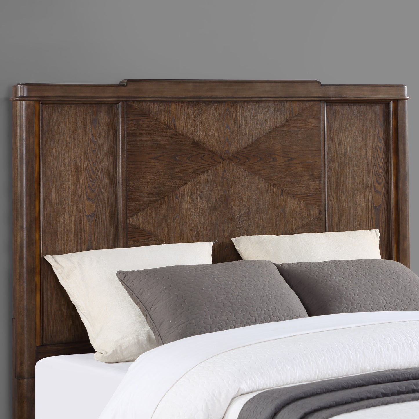 4 Piece Queen Bronze & Walnut Bedroom Set