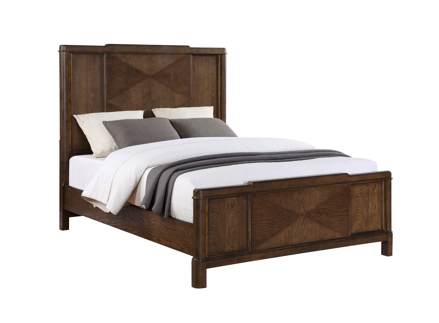 4 Piece Queen Bronze & Walnut Bedroom Set