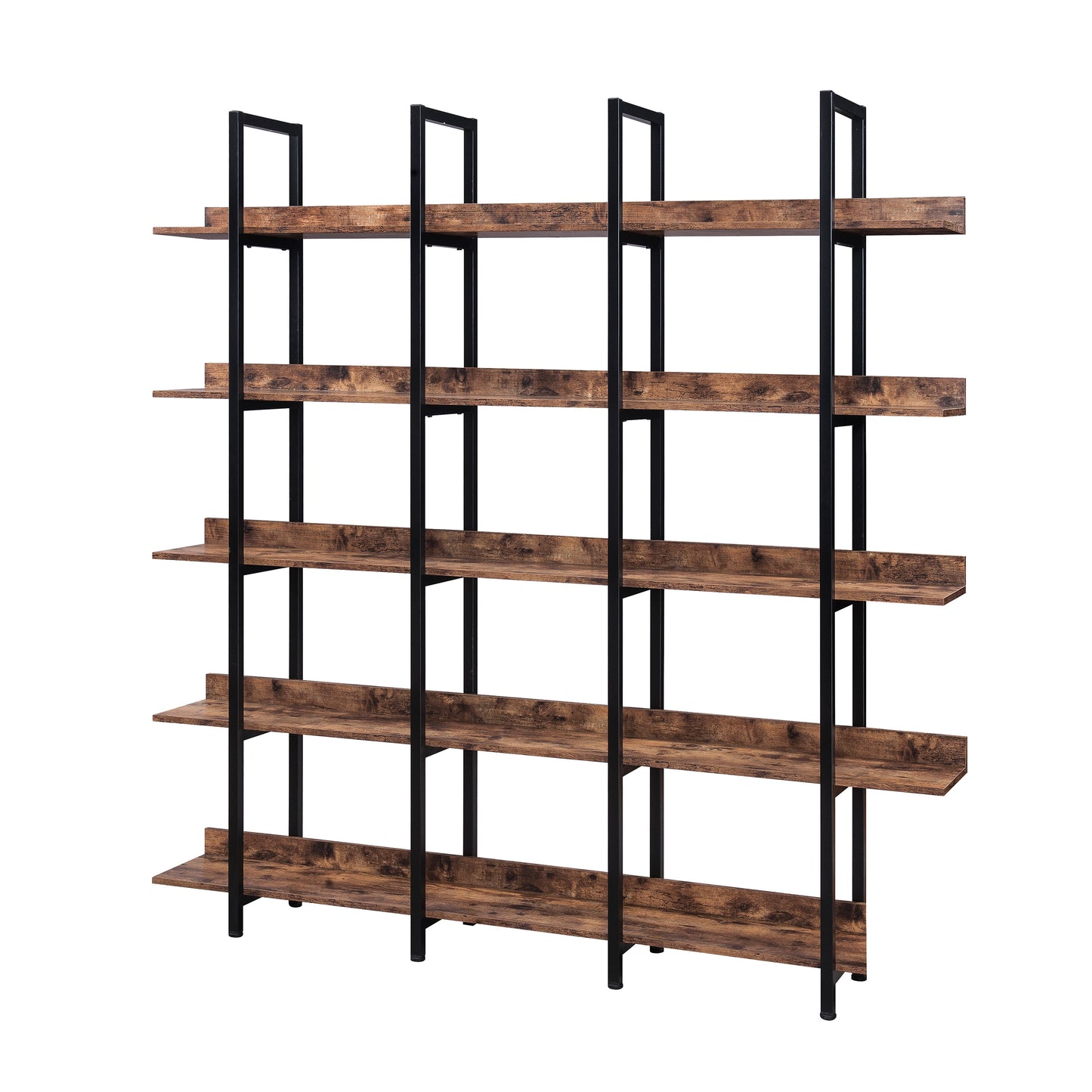 5 Tier Industrial Style Bookcase with Metal Frame