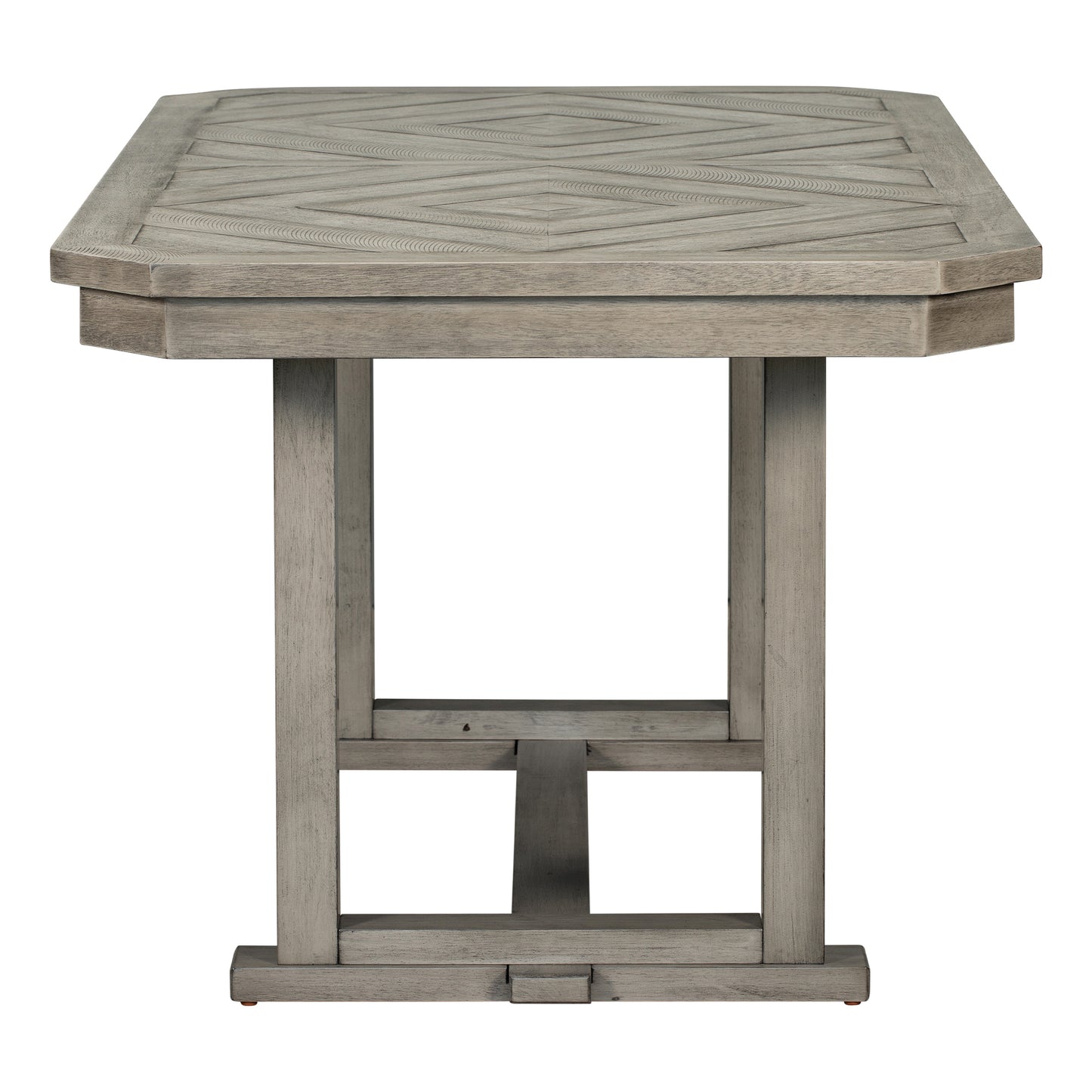 Juego de mesa de comedor Chevron de 6 piezas, sillas tapizadas y banco (gris)