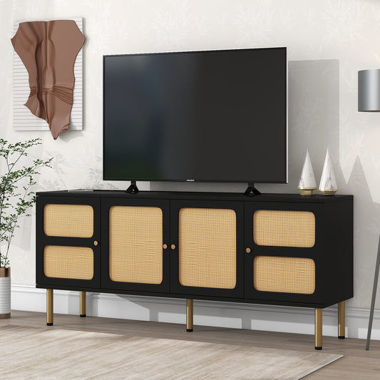Black & Rattan TV Stand for TVs Up to 70”