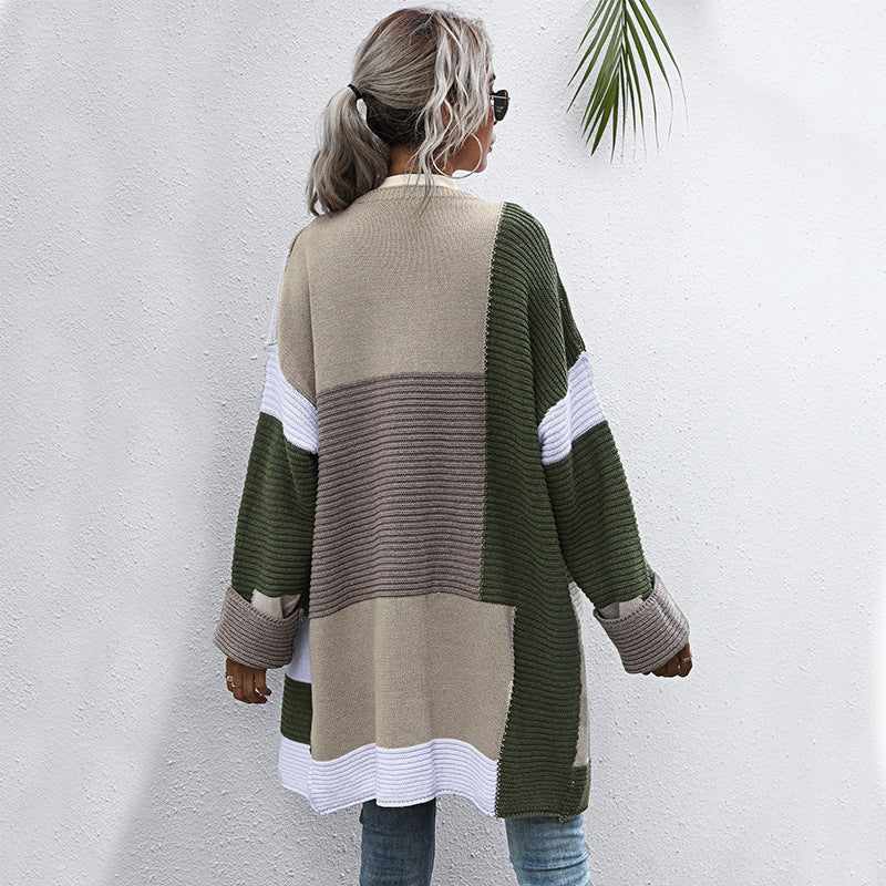 Suéter de punto con bloques de color salvia