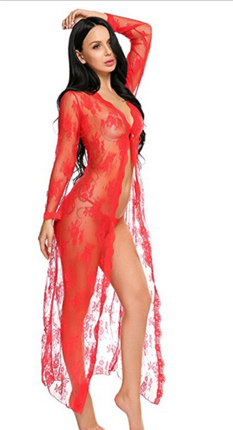 Sexy Lace Long Robe Lingerie