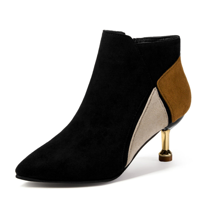 Color Block Pointed Toe Boots